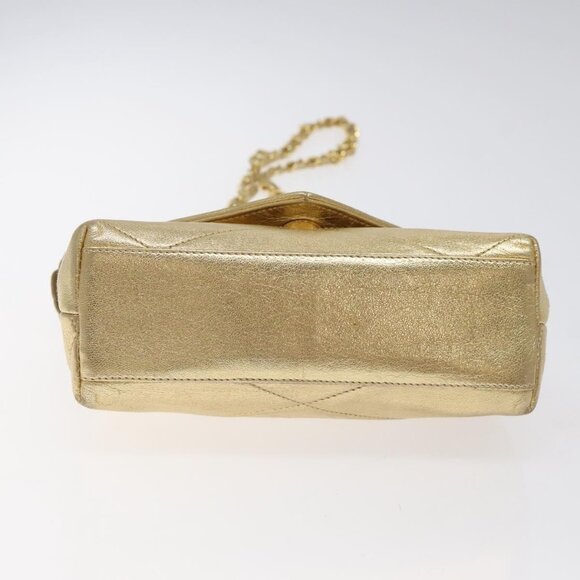 CHANEL Chain Shoulder Bag Leather Gold CC Auth - Picture 12 of 16